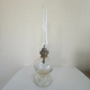 Vintage Handy Oil Lamp Clear Glass with Chimney, P & A Acorn Mfg